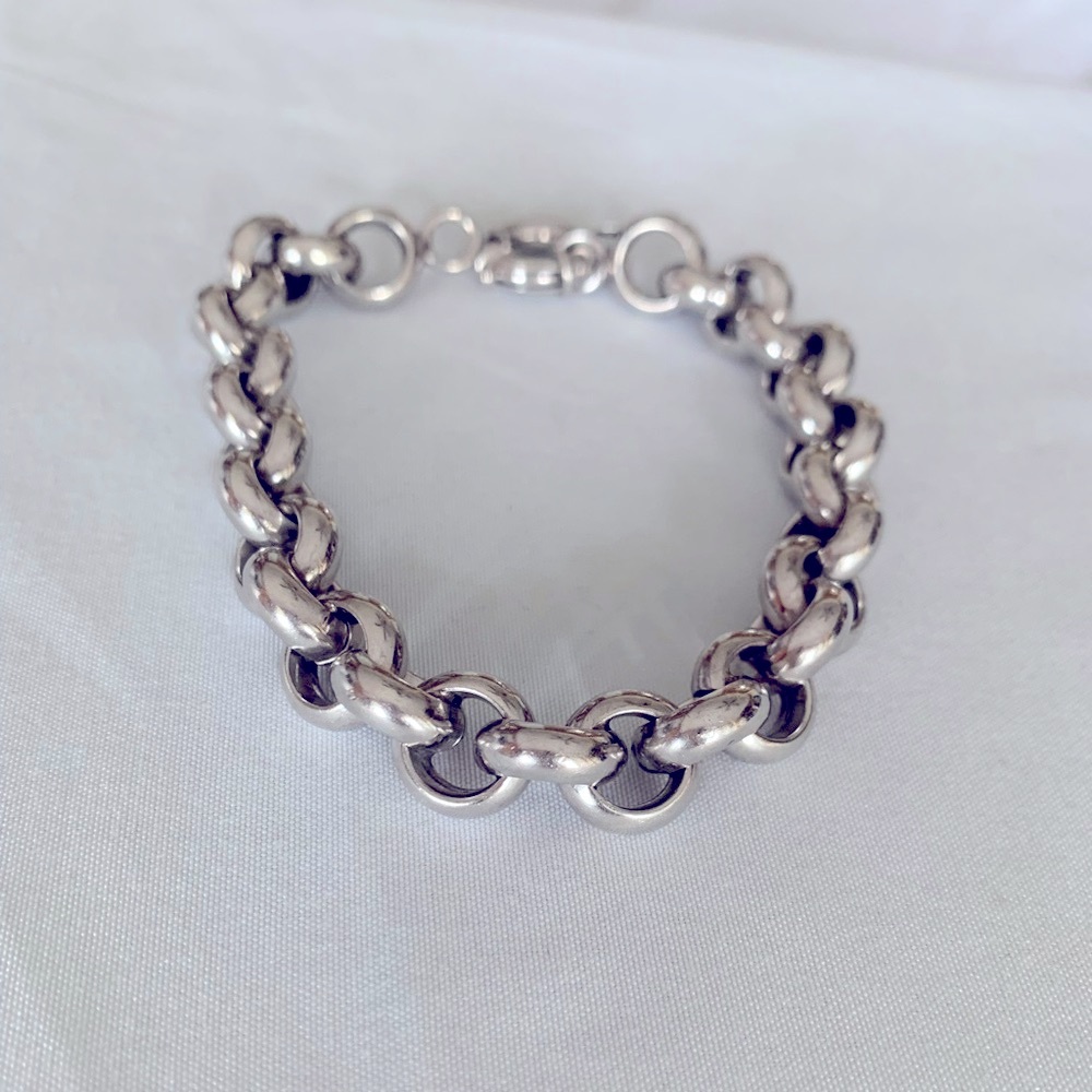 Sterling Silver 925 Robo Medium Link Sterling Bracelet Trigger Latch For Secure - Picture 12 of 13